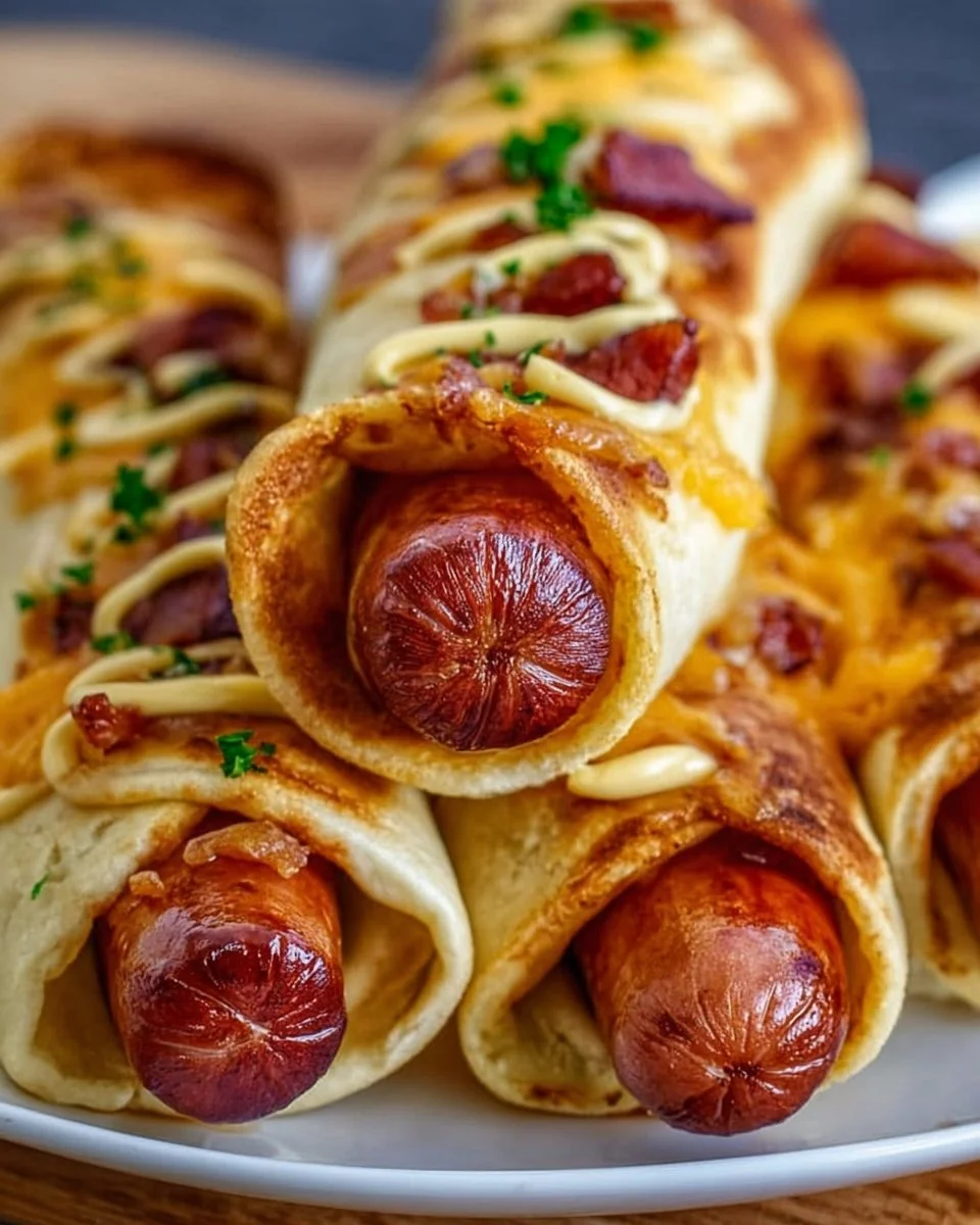 Gebackene Hot Dogs in Tortilla-Teig