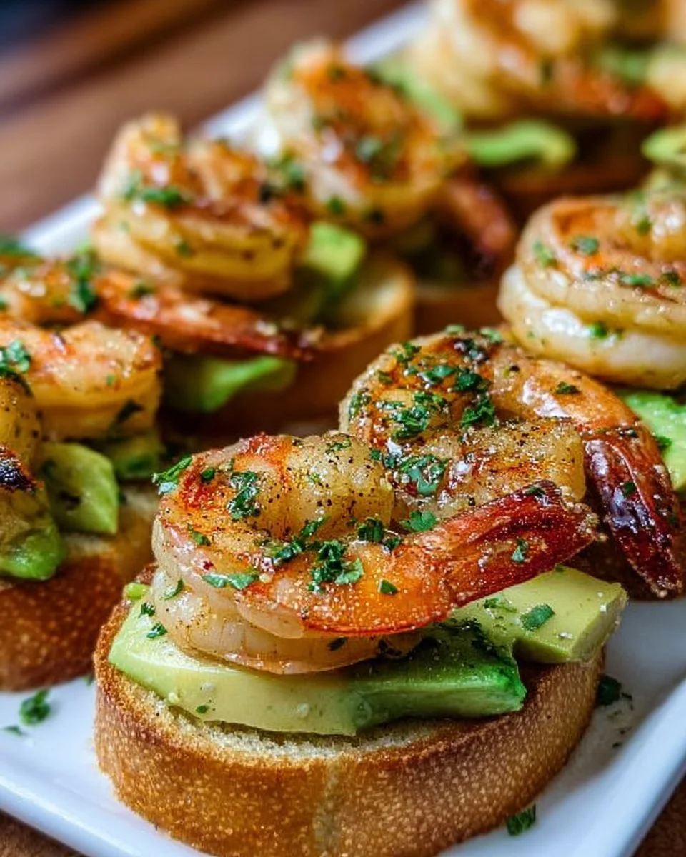 Knoblauch-Garnelen-Crostini mit Avocado