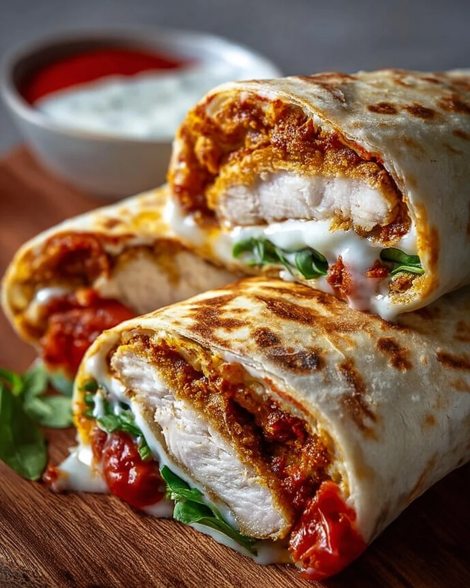 Knusprige Hähnchen-Mozzarella-Wraps aus dem Airfryer