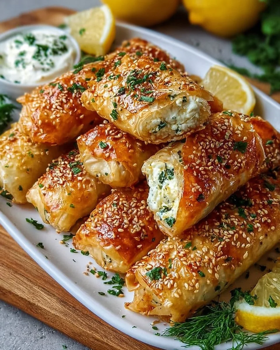 Knusprige Ofen-Feta-Röllchen