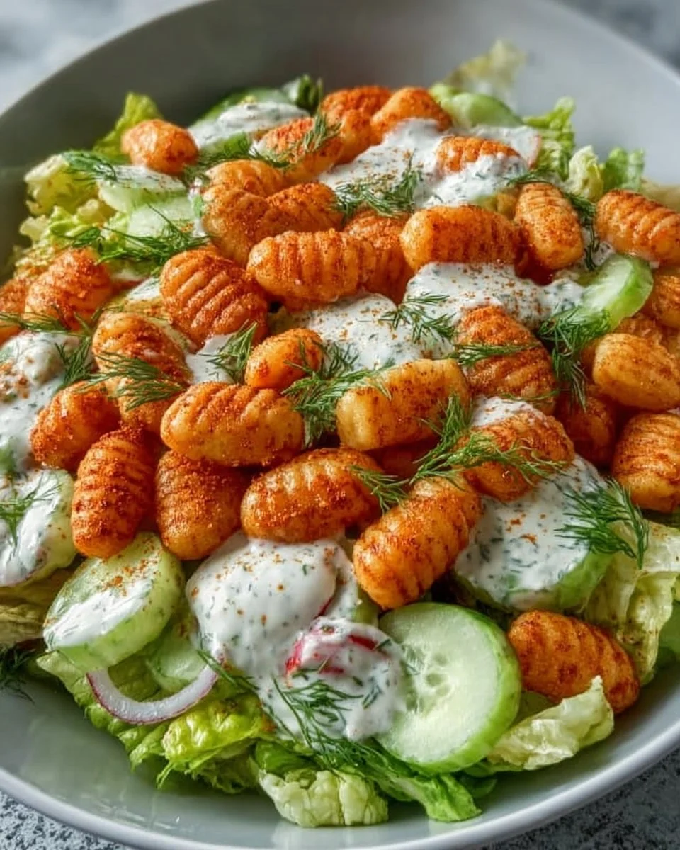 Knuspriger Gnocchi-Salat mit Joghurt-Dressing