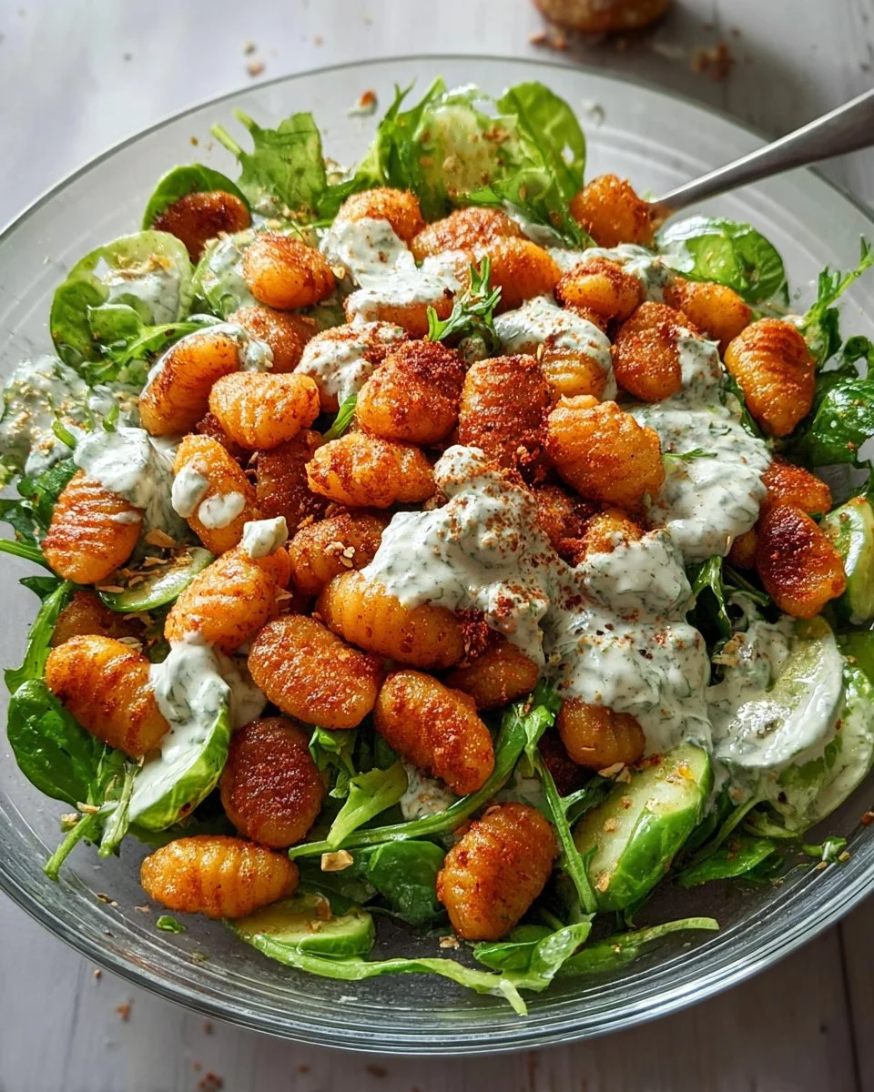 Knuspriger Gnocchi-Salat mit Joghurt-Dressing
