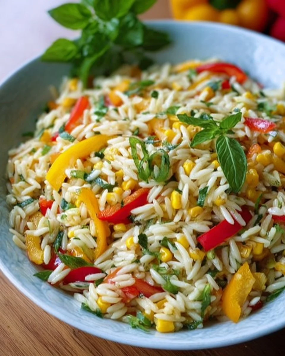 Kritharaki-Salat mit Paprika und Mais