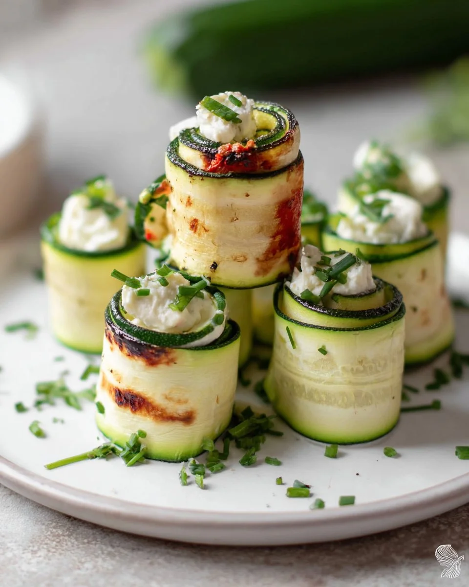 Leichte Zucchini-Röllchen mit Frischkäse