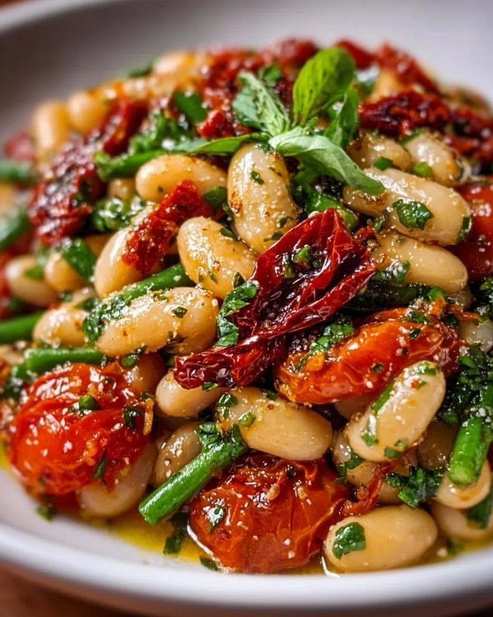 Marinierter Bohnensalat mit getrockneten Tomaten