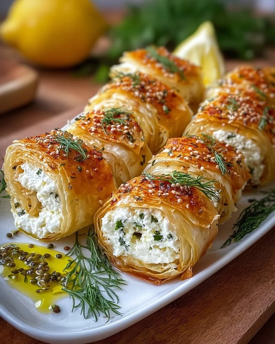 Ofen-gebackene Feta-Röllchen