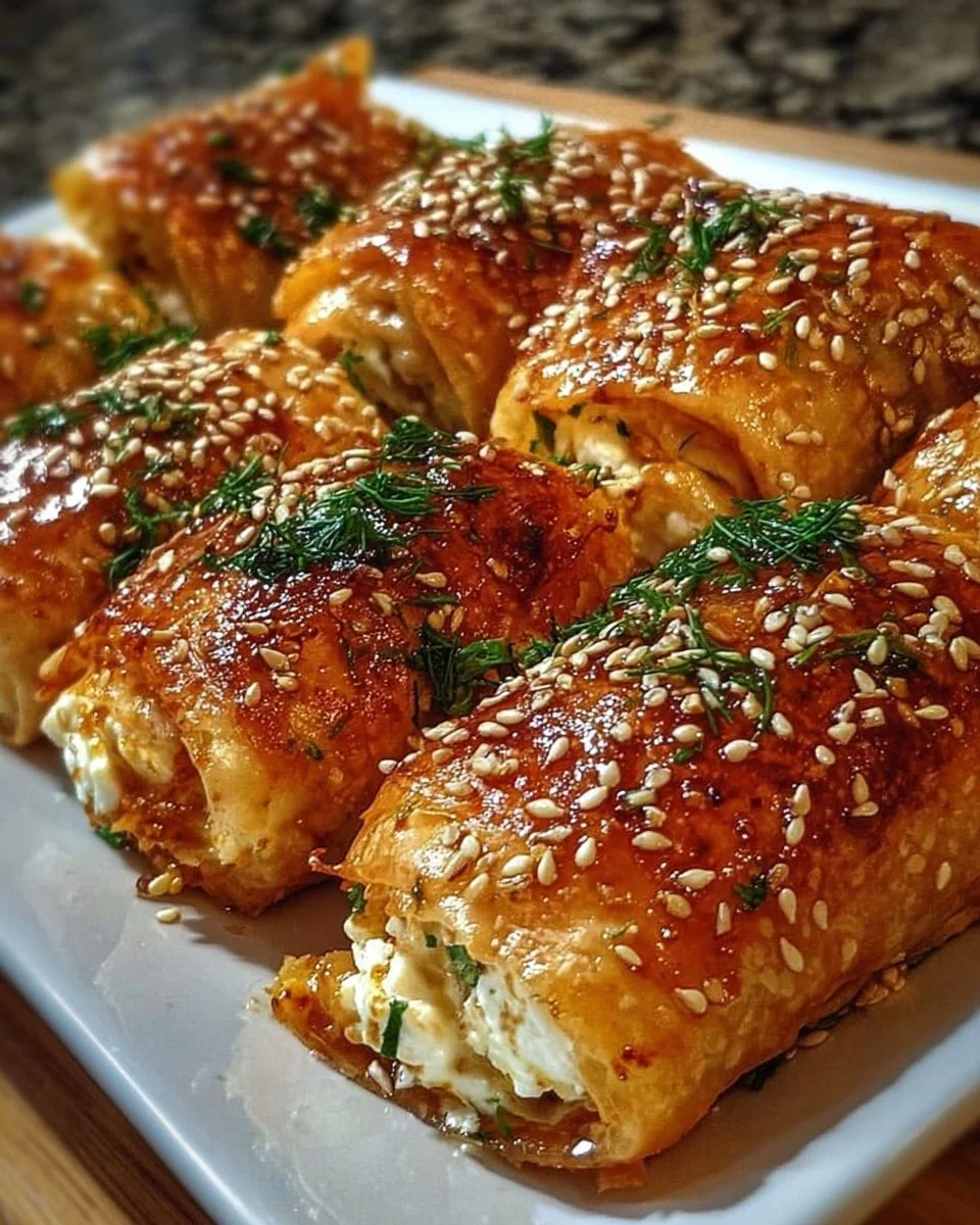 Ofen gebackene Feta Rollen mit Chili Honig – knusprig, cremig, süß-würzig