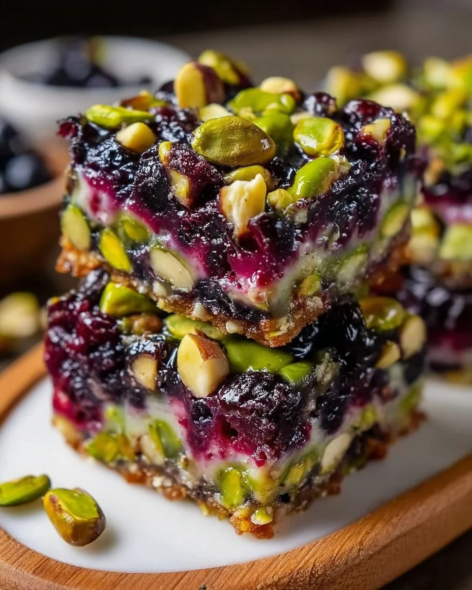 Schwarze Johannisbeer-Pistazien-Traumriegel